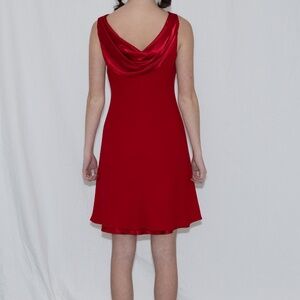 Vintage 90s red formal mini dress cowl back size 10 S.L. Fashions polyester